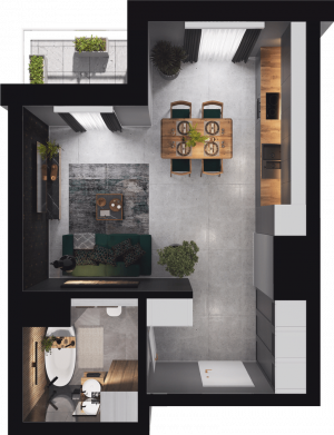 Lokal mieszkalny - 1 pokój z&nbsp;aneksem kuchennym