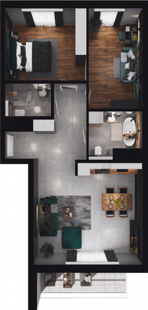 Lokal mieszkalny - 3 pokoje z&nbsp;aneksem kuchennym