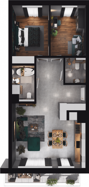 Lokal mieszkalny - 3 pokoje z&nbsp;aneksem kuchennym